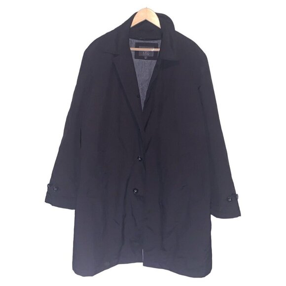 Marks and Spencer Black Rain Outdoor Trench Removable Lining Jacket Coat Large - Picture 1 of 11